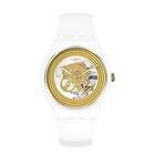 Swatch SO29W107 GOLDEN RINGS WHITE Skeleton Dial Watch