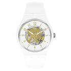 Swatch SO32W105-5300 TAILSHEAD PAY! White and Gold Details Watch