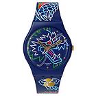Swatch SO28Z125 DRAGON IN WAVES (34mm) Blue Patterned Dial Watch