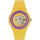 Swatch SO29J100 PURPLE RINGS YELLOW Skeleton Dial Watch