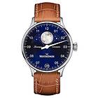 MeisterSinger LS908 Pangaea Lunascope Brown Strap Blue Dial Watch