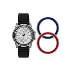 Armani Exchange AX7136SET Men's Silver Dial Black Watch