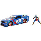 Marvel Jada Toys Bil med Figur Captain America & 2006 Ford Mustang GT 1:24