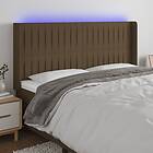 vidaXL Sengegavl LED mörkbrun 163x16x118/128 cm tyg 3124295