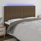 vidaXL Sänggavel LED mörkbrun 180x5x118/128 cm tyg 3122679