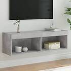 vidaXL TV Stand med LED-belysning betonggrå 100x30x30 cm 837161
