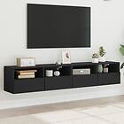 vidaXL Väggmonterad TV-benk 2 st svart 80x30x30 cm konstruerat trä 836871