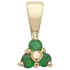 James Moore TH PD230E 9k Yellow Gold 3 Stone Emerald Pendant Jewellery