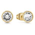 Guess JUBE02159JWYGT/U Gold Plated 8mm Clear Solitaire Stud Jewellery