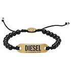 Diesel DX1360710 Men's Black Bead Gold-Toned ID Bracelet Jewellery