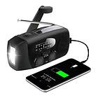 Teknikonline Vevradio Med Solceller Ficklampa 2000mah Powerbank Svart