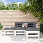 vidaXL Loungegrupp för trädgården 4 delar vit massiv furu 3186502