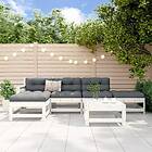 vidaXL Loungegrupp för trädgården 6 delar vit massiv furu 3186537