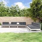 vidaXL Loungegrupp för trädgården 6 delar vit massiv furu 3186607