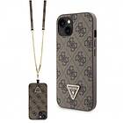 Guess PU 4G Strass Triangle Metal Logo Case Strap for iPhone 15