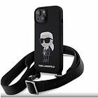 Karl Lagerfeld Flytande Silikon Crossbody Ikonik Fodral till iPhone 15