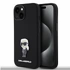 Karl Lagerfeld Flytande Silikon Metall Ikonik Fodral till iPhone 15