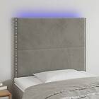 vidaXL Sänggavel LED ljusgrå 80x5x118/128 cm sammet 3122314