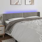 vidaXL Sengegavl LED ljusgrå 163x16x78/88 cm sammet 3123150