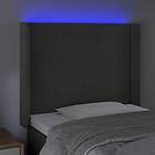 vidaXL Sängynpääty LED mörkgrå 83x16x118/128 cm sammet 3123939