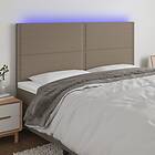 vidaXL Sängynpääty LED taupe 180x5x118/128 cm tyg 3122302