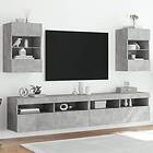 vidaXL Väggmonterad TV-benk LED 2 st betonggrå 40x30x60,5 cm 837085