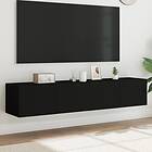 vidaXL Väggmonterad TV Stand LED 2 st svart 80x35x31 cm 837284