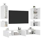 vidaXL Väggmonterade TV-skåp 6 delar med LEDs vit 3216888