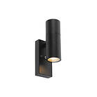 Qazqa Utendørs vegglampe sort 2-lys med lys-mørke sensor IP44 Duo
