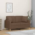 vidaXL 2-sits soffa med prydnadskuddar brun 120 cm tyg 3200904