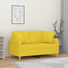 vidaXL 2-sits soffa med prydnadskuddar ljusgul 120 cm tyg 3200906