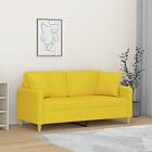 vidaXL 2-sits soffa med prydnadskuddar ljusgul 140 cm tyg 3200914