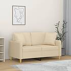 vidaXL 2-sits soffa med prydnadskuddar gräddvit 120 cm tyg 3200903