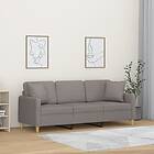 vidaXL 3-places soffa med prydnadskuddar taupe 180 cm tyg 3200924