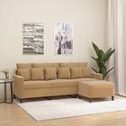vidaXL 3-sitssoffa med fotpall brun 180 cm sammet 3201114