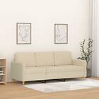 vidaXL 3-sitssoffa gräddvit 180 cm tyg 359488