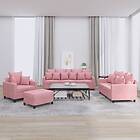 vidaXL Soffgrupp med dynor 4 delar rosa sammet 3201693