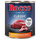 Rocco Classic 6 x 800g Naudanliha & fågelhjärta