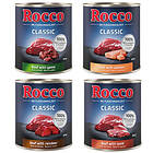 Rocco Sparpack: Classic 24 x 800g Mix: Nötkött & lamm, Nötkött & vilt, Nötkött & lax, Nötkött & renkött