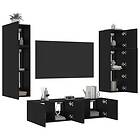 vidaXL Tv-bänk 6 delar LED svart konstruerat trä 3216833