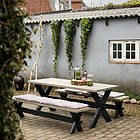 Plus Trädgårdsmöbel Grupp Nostalgi Sort/Gråbrun bord +2 bænke 185900-19