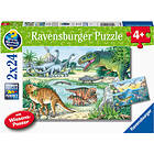Ravensburger Pussel Dinosaurier på Land och i Vatten 2x24 Bitar