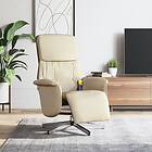 vidaXL Massagefåtölj med fotstöd gräddvit tyg 356675