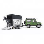 Bruder Land Rover Defender Station Wagon med Hästtrailer 1 häst