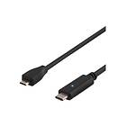 Deltaco USBC-1023 USB typ C-kabel 24 pin USB-C till mikro-USB typ B 50 cm