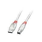 Lindy 41753 USB-kabel 2 m USB 2,0 USB A USB B Transparent