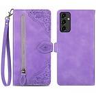 Skalo Samsung A14 4G/5G Big Wallet Flower Plånboksfodral Lila