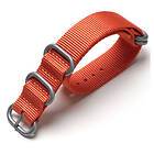 Orange Tiera ZULU-armband borstat silver spänne och ringar 20 mm