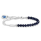 Thomas Sabo Charm Club Charmista Enjoy black bead silver blue enamel coin 19 cm armband A2129-007-32-L19v