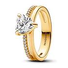 Pandora Timeless non-stackable Double Band Heart Ring 14k Gold-plated ring 163100C01-52